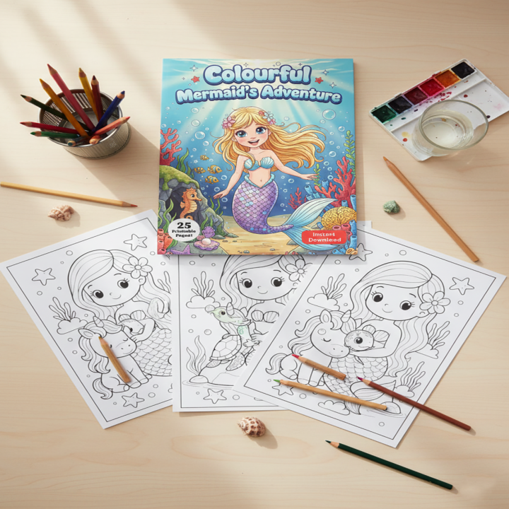 Cahier de Coloriage Sirènes - 25 Pages à Imprimer (PDF)