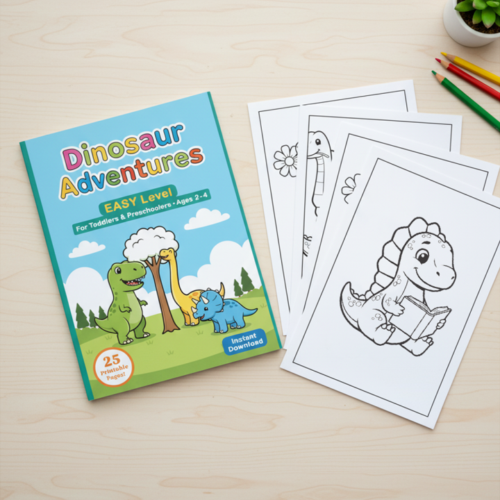 Coloriage Dinosaures Faciles Tout-Petits - 25 Pages PDF