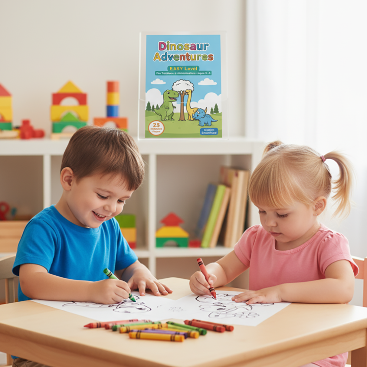 Easy Dinosaur Coloring Book for Toddlers - 25 Page PDF