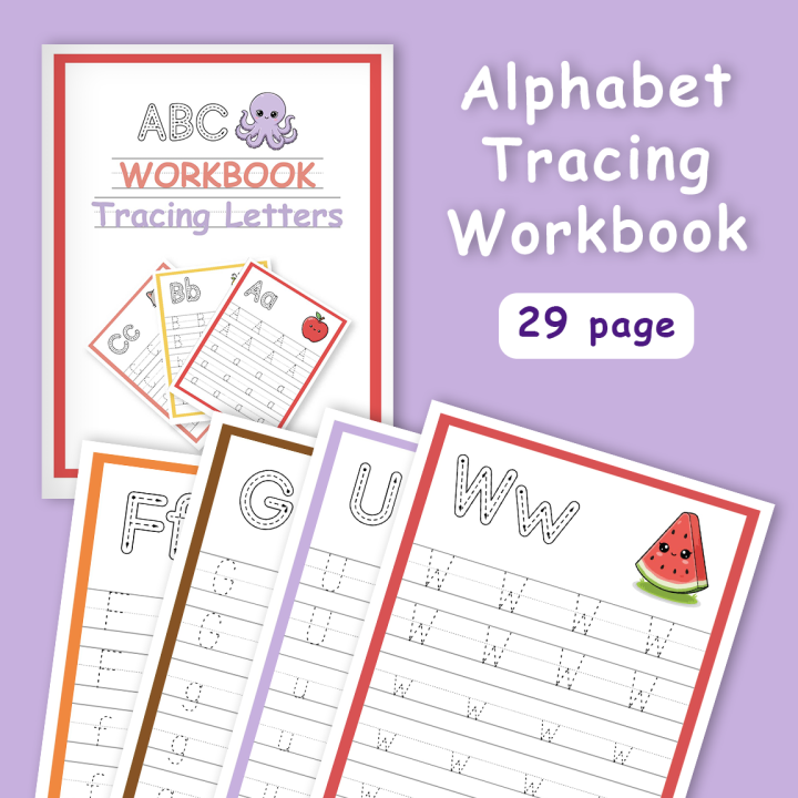 Complete 29-Page ABC Tracing & Vocabulary Workbook | Printable PDF